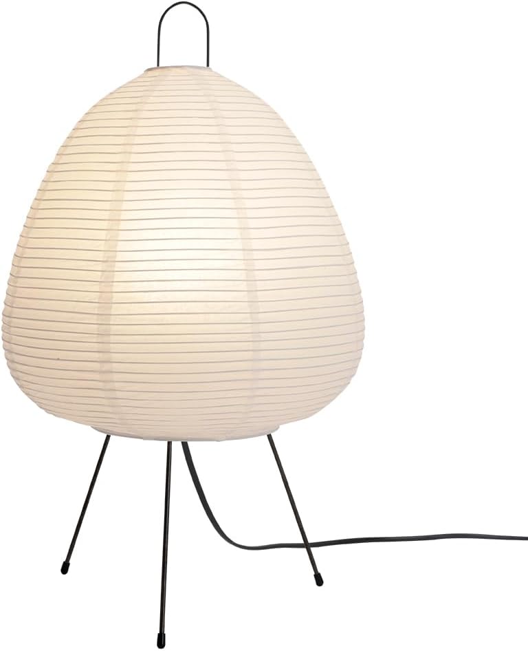 Japanese Paper Lamp,Noguchi Style Table Light,Japanese Decor Rice Paper Lantern Lamp,Handmade Akari Floor Light,White Cozy Japandi Style LAMP for Living Room,Bedside(Noguchi desklamp)
