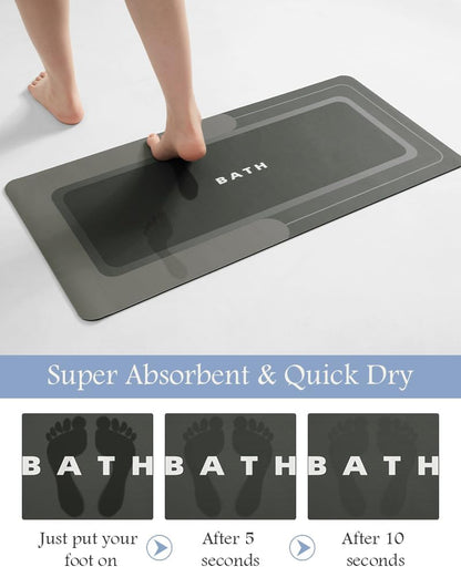 MontVoo-Bath Mat-Bathroom Mat Rug Non Slip Super Absorbent Stain Resistant Quick Dry Thin Bath Rug-Bath Mats for Bathroom Floor Bathtub Vanity-Bathmat Bath Rug Easy Care-17"x27" Grey