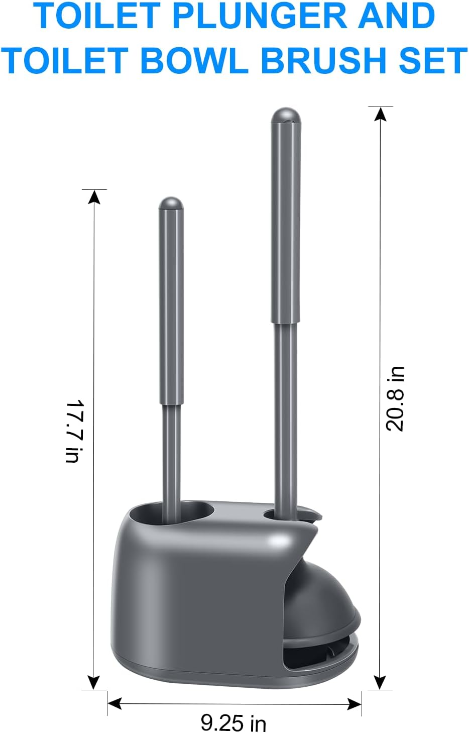 SetSail Toilet Brush and Plunger Set, Semi-Hidden Toilet Plungers Heavy Duty Toilet Bowl Brush and Holder for Bathroom Toilet Plunger and Brush Set for Deeply Cleaning - Black