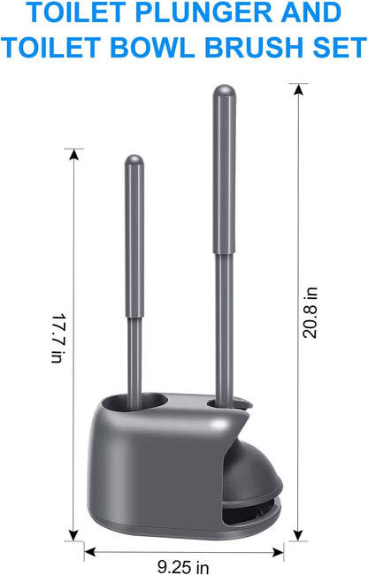 SetSail Toilet Brush and Plunger Set, Semi-Hidden Toilet Plungers Heavy Duty Toilet Bowl Brush and Holder for Bathroom Toilet Plunger and Brush Set for Deeply Cleaning - Black