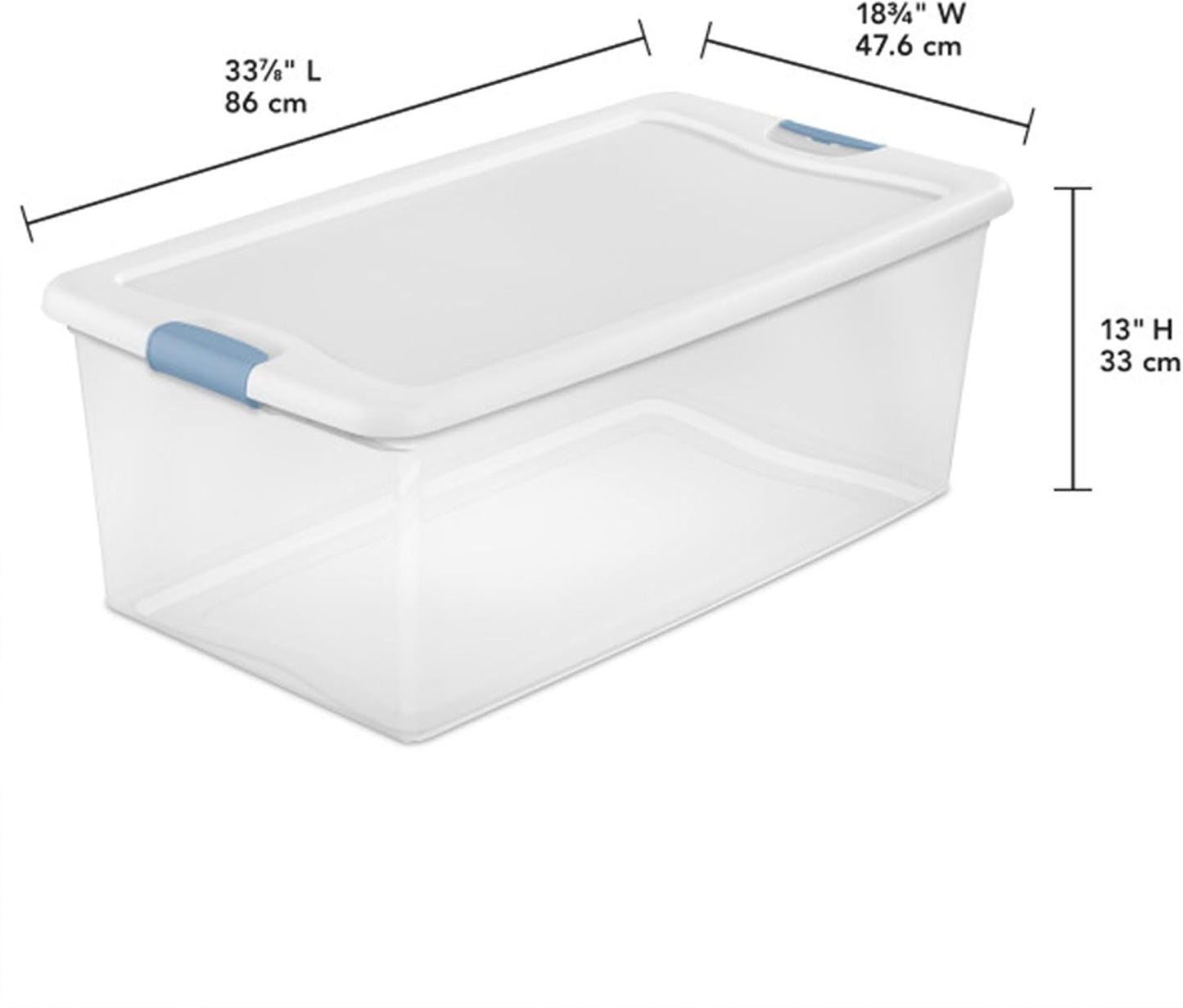 Sterilite 4-Pack 56 Quart Wheeled Latching Box, Underbed Clear Plastic Storage Organizer - Under Bed Rolling Container Bin with Lid and Wheels for Home or Dorm Bedrooms and Closets