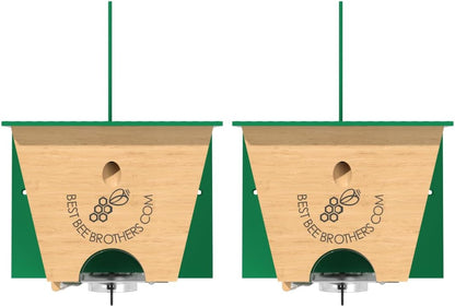 Best Bee Brothers Turbo Trap 2.0, Professional-Grade Carpenter Bee Trap for Outside with Bee Vault, Large Viewport & Spring-Loaded Door, 4.1” W x 4.8” H x 5.9” D