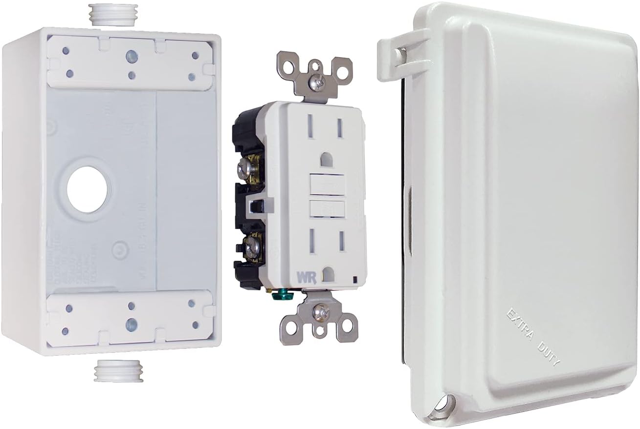 Sigma 16801WH Weatherproof 1-Gang While in Use GFCI Receptacle Kit, White