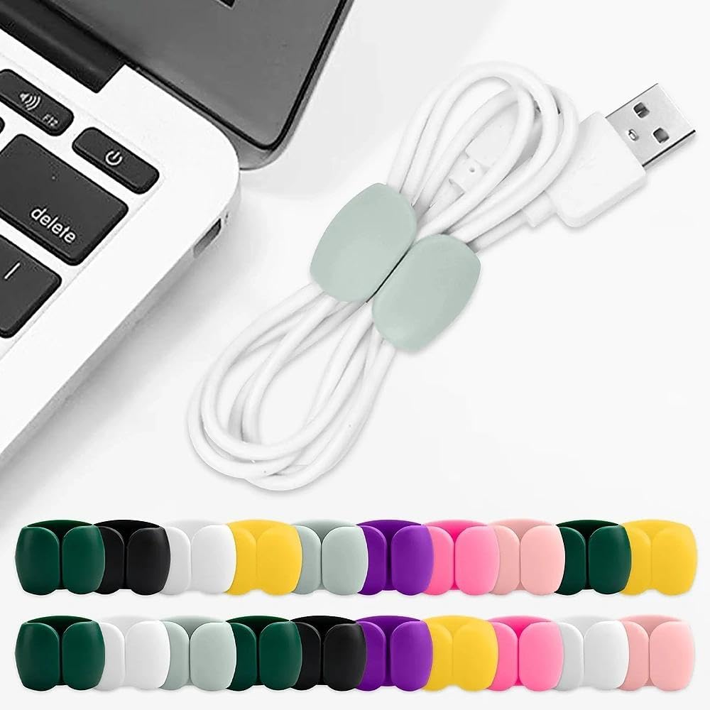 10Pcs Reusable Silicone Cord Organizer,Headphone Earphone Cable Organizer Cord for Business Travel