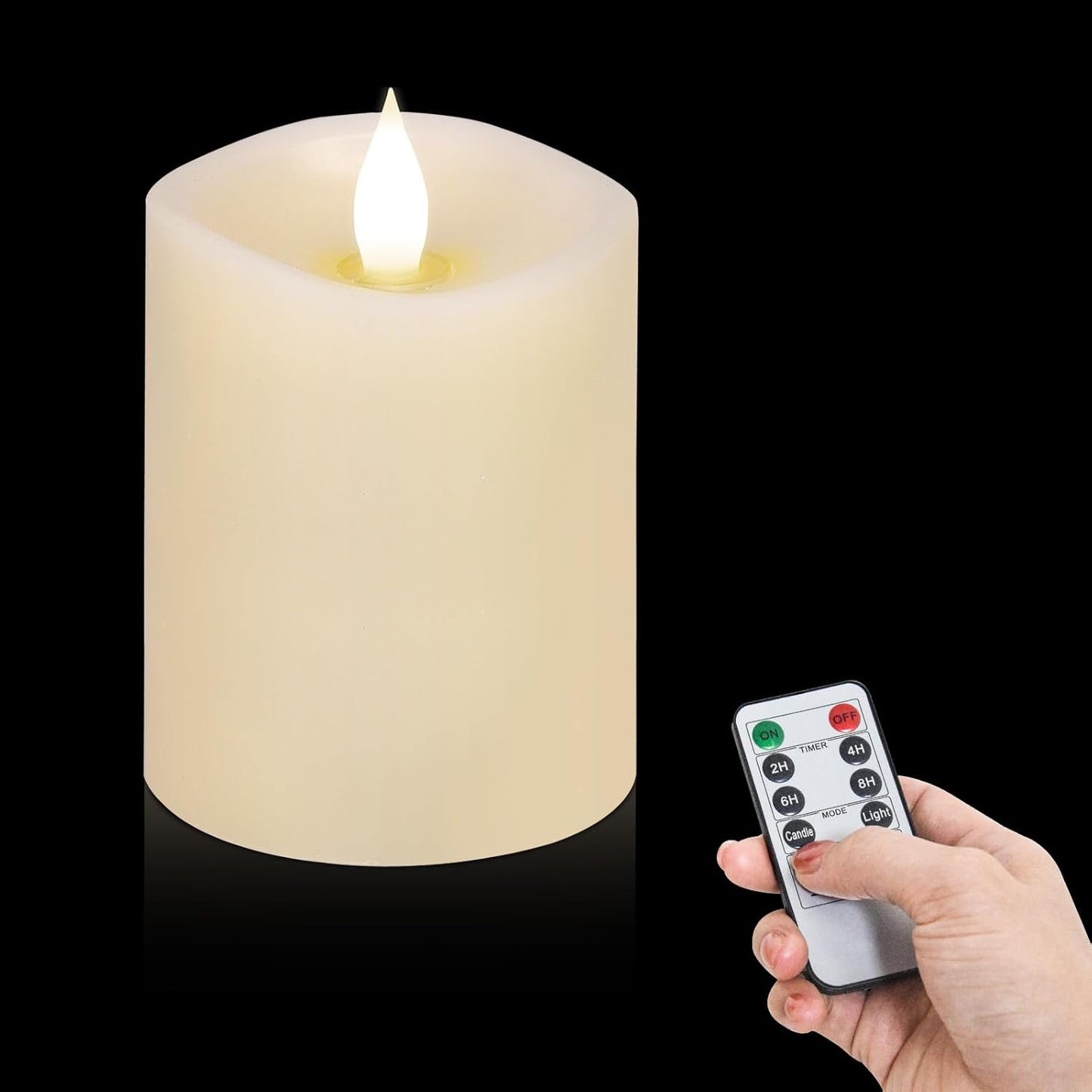 3x4 Flickering Flameless Candles Set of 3,Real Wax Pillar LED Candles,with Timer,4 inch Flameless Candles with Remote,for Party Wedding Holiday Home Decor,Ivory