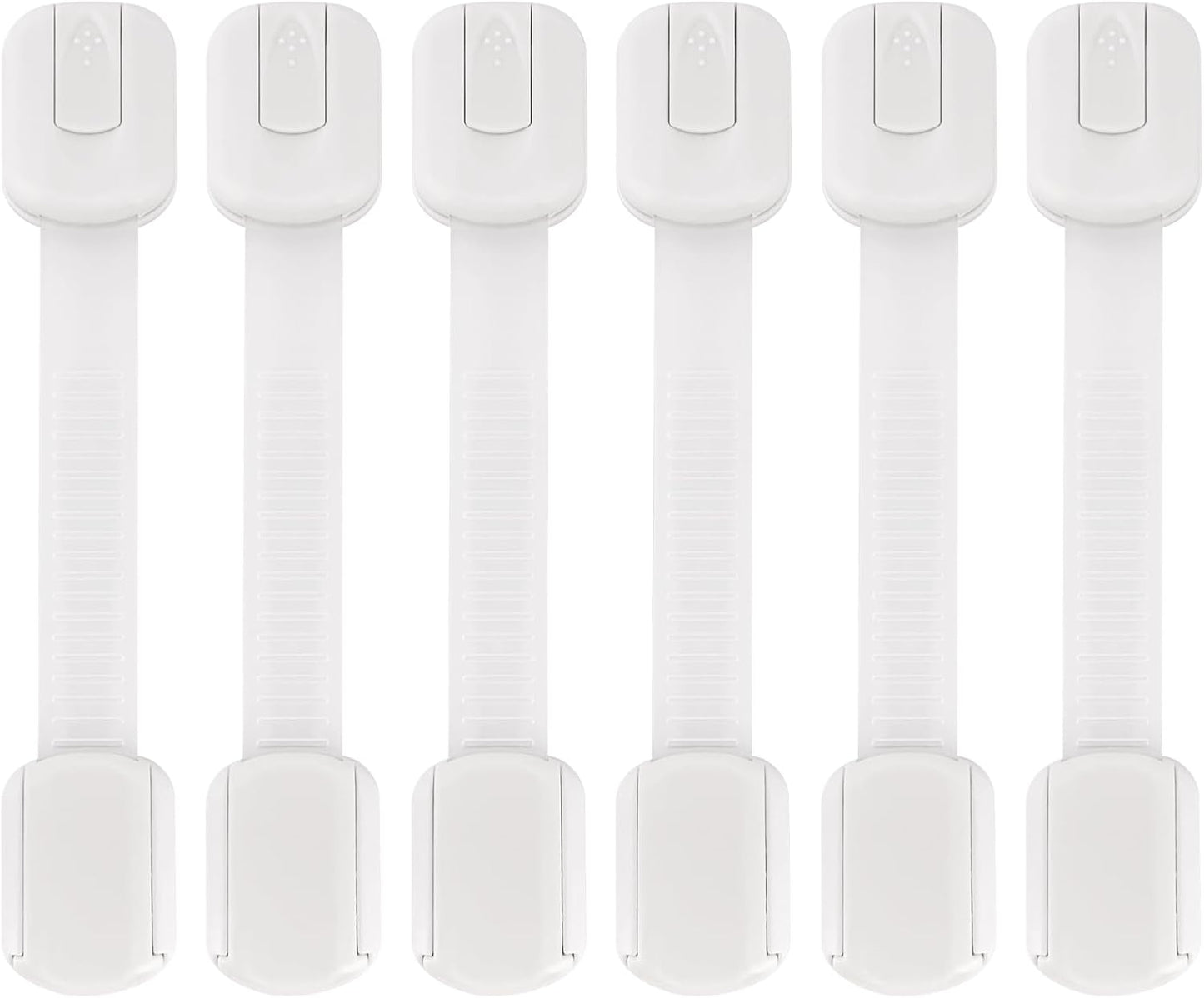 Safety Locks 6-Pack - Fridge & Cabinet Locks for Kids, 3M Adhesive, No Drilling, No Magnets, Adjustable 4.17-7.91in, Multi-Purpose for Kitchen, Dining, Bedroom, and Living Room