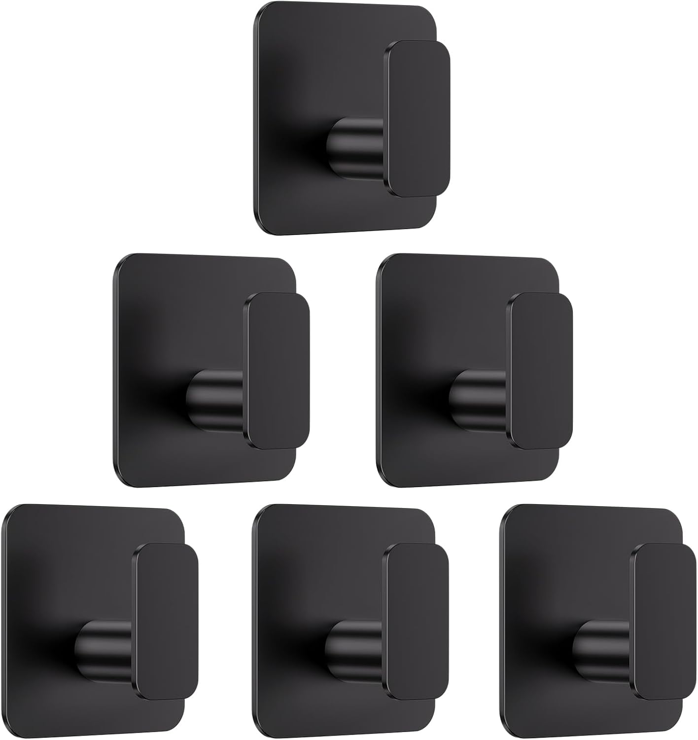 Aikzik Black Hooks for Hanging Heavy Duty, Adhesive Hooks for Shower, Bathroom, Kitchen, Robe, Towel, Coat, Waterproof & Rustproof Hook for Walls No Damage, Sticky Wall Towel Hooks - 4 Pack