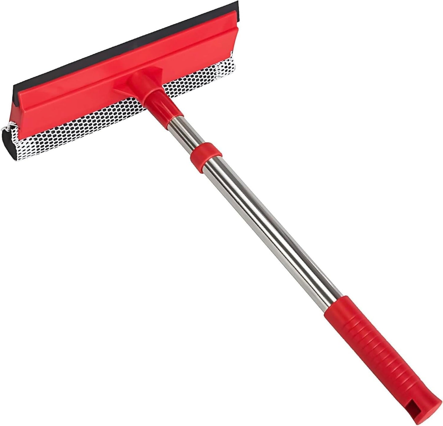 Professional Standard Window Squeegee,2-in-1 Window Cleaner Sponge and Soft Rubber Strip with Retractable Stainless Steel Handle(15.3"-23.6") for Gas Station, Glass,Shower,Outdoor Window Cleaning