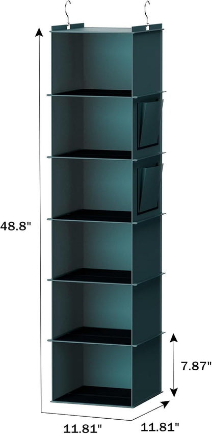YOUDENOVA Hanging Closet Organizer, 6-Shelf Closet Hanging Storage Shelves, 2 Packs, Grey