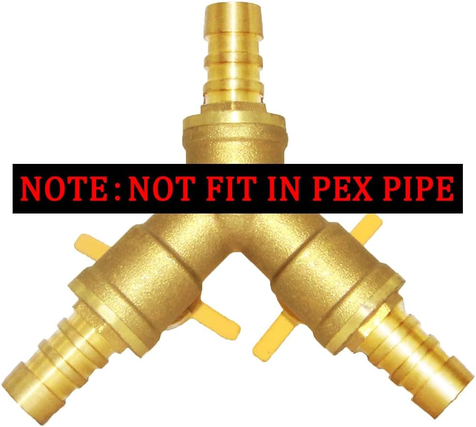 Joywayus 3/8" ID Hose Barb, Y Shaped Type 3 Way Brass Shut Off Ball Valve Fitting Large Flow Upgraded Version