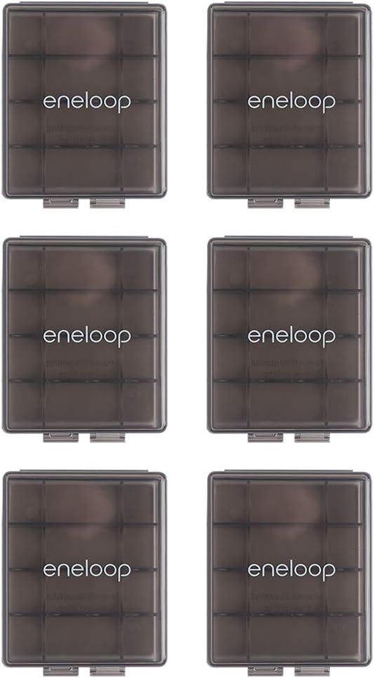 Eneloop Panasonic BQ-CASEK6SA pro Battery Storage Cases with 4AA or 5AAA Battery Capacity, Obsidian Gray (Pack of 6)