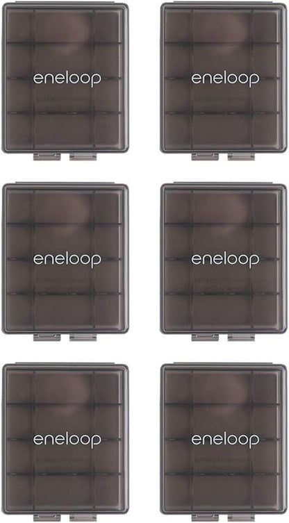 Eneloop Panasonic BQ-CASEK6SA pro Battery Storage Cases with 4AA or 5AAA Battery Capacity, Obsidian Gray (Pack of 6)