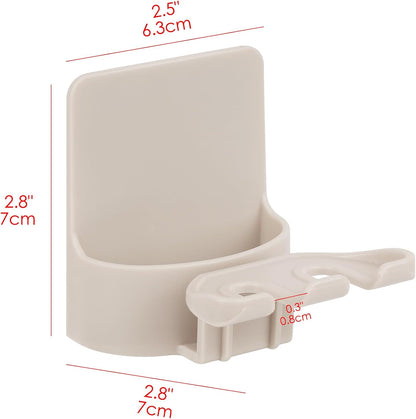 2 PCS Self-Adhesive Toothbrush Holders Wall Mounted, Water Proof Toothbrush Hook, 3 in 1 with Toothbrush Hanger Toothpaste Holder and Gargle Cup Holder for Bathroom Shower (White)