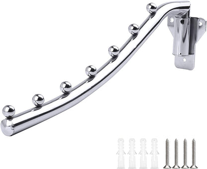 Folding Clothes Hanger Rack Wall Mount, Wall Mounted Clothes Rack Metal, 2 Pack Stainless Steel Garment Hooks Clothing Multiple Hook Space Saving for Closet Organizer, Bathroom, Laundry Room, Kitchen