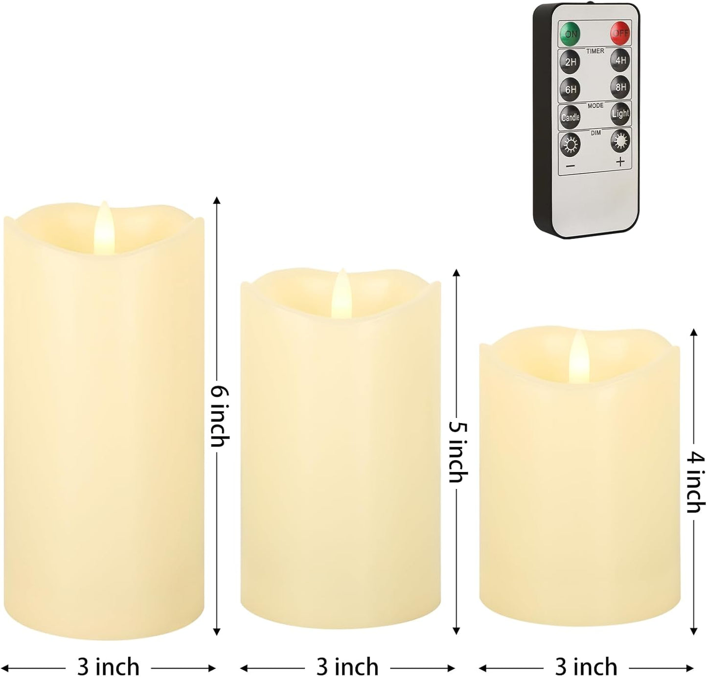ANGELLOONG Flickering Flameless Candles, Realistic Battery Operated Candles with Remote and Timer, Set of 3 LED Candles for Room Fall Home Wedding Decor Centerpieces Table Party Valentines Decorations