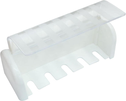 Zorfeter 5 Slots White Wall Mounted with Cover Toothbrush Holder, Toothbrush Storage Organizer Self Adhesive Hanger Rack, Toothbrush Hanger Stand for Bathroom/Cabinet/Dorm