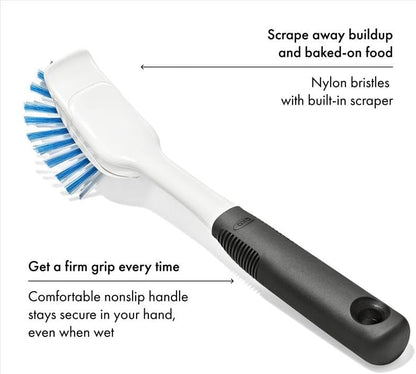 OXO Good Grips Dish Scrub Brush with Non-Slip Handle, Nylon Bristles