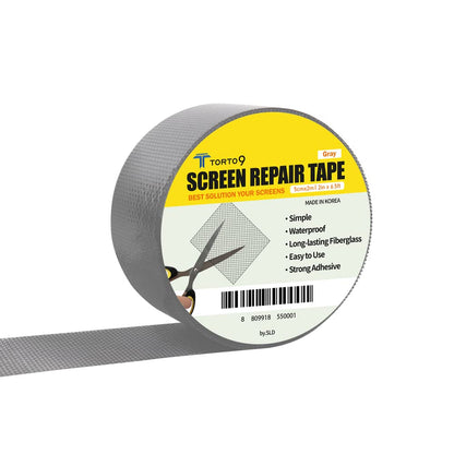 TORTO9 Window Screen Repair Kit, 3-Layer Strong Adhesive & Waterproof Tape Fiberglass Covering mesh (Black, 2 Inch x 6.5 FT)