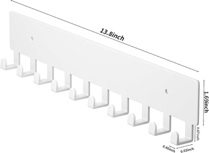 GTK Key Holder for Wall, Key Hooks with 10 Hooks, Wall Mounted Key Holder for Hallway, Self Adhesive Key Rack(White)