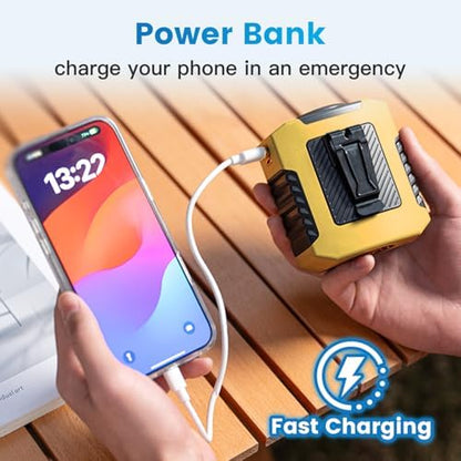 Waist Fan - 3-Speed Clip-On Fan, 16000RPM, 10000mAh Rechargeable Battery, LED SOS Light - Portable Cooling for Outdoor & Work