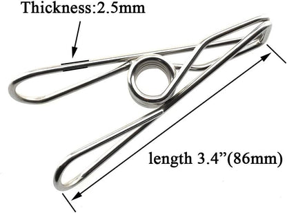 HAHIYO Clothespins Chip Clips All Metal Stainless Steel No Rust Stains Strong Grip in Heavy Wind 2 Inches 24 Pack Do Not Fall Apart Open Wide for Holding Clothes Snack Bag Clamps