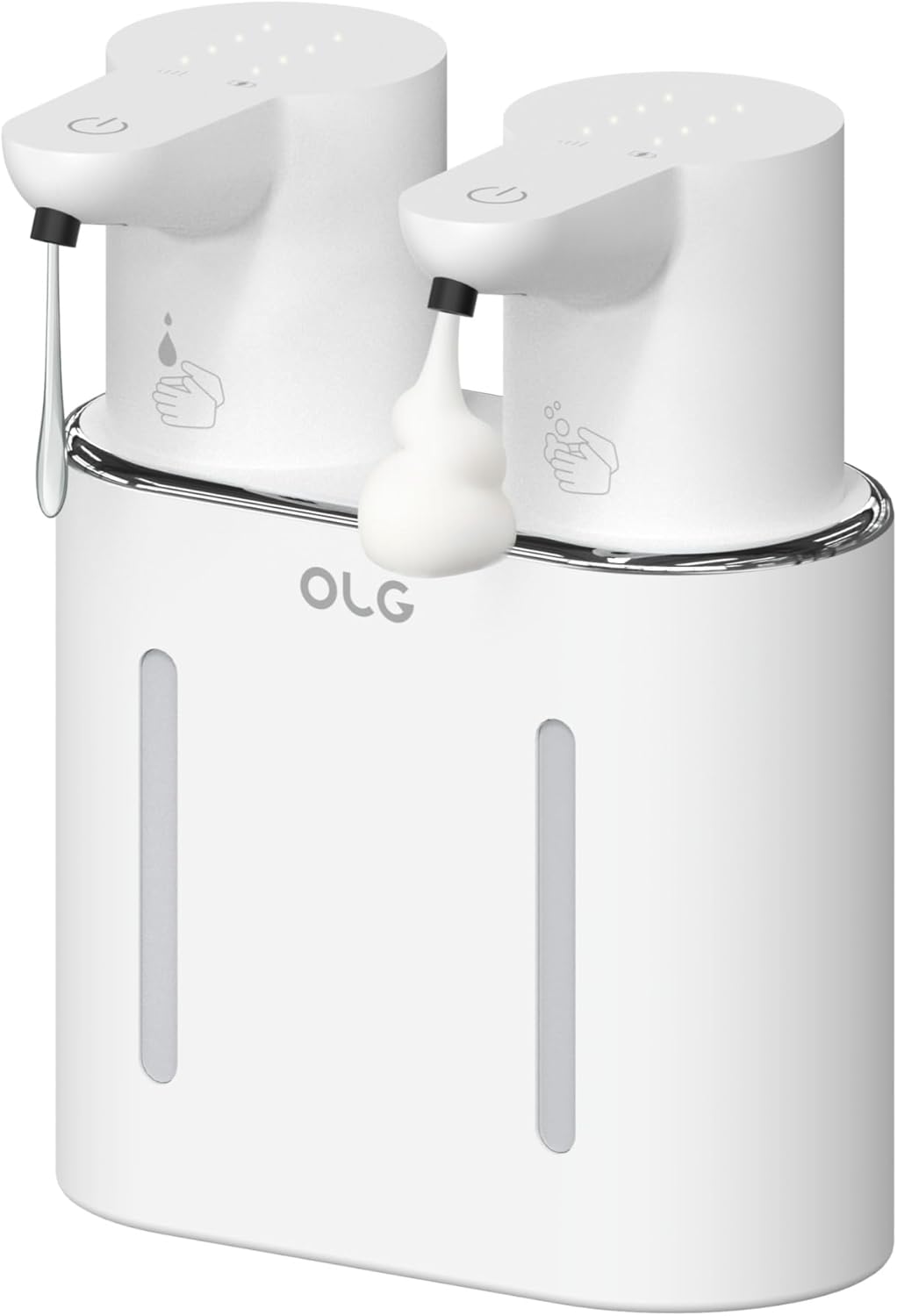OLG Touchless Soap Dispenser - Automatic Hand - Dual Tank - 27 fl oz - Dish Detergent - Kitchen Bathroom - Foam and Liquid