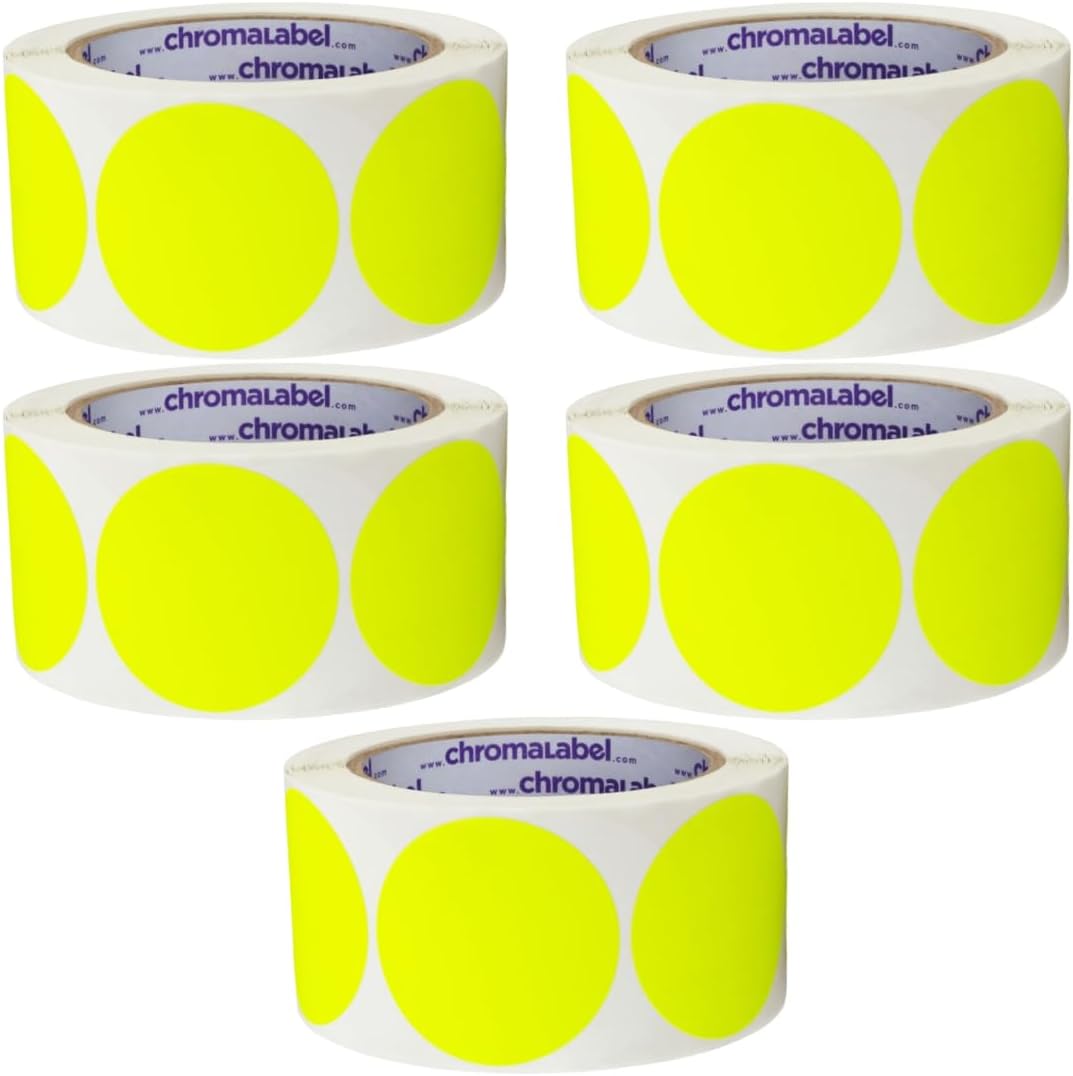 ChromaLabel 2 inch Color-Code Dot Labels | 500/Roll (Yellow)