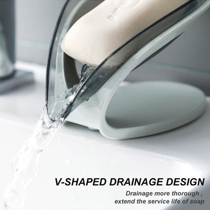 H&W 2Pcs Self Draining Soap Holder,Suction Cup Soap Dish,Shower Soap Bar Holder,Leaf Shape Soap Holder,Soap Dish Dispenser for Shower, Bathroom, Kitchen Sink (Grey + Blue)