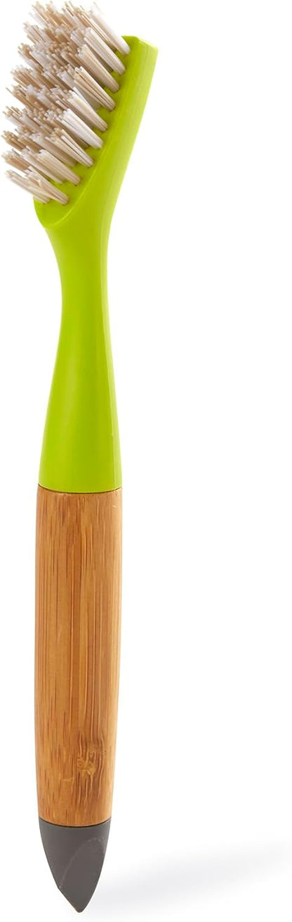 Full Circle Micro Manager, Deep Cleaning Brush for Crevices, Shower, & Grout, Tough Bristles, Sustainable Bamboo Handle, White