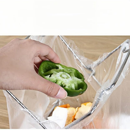 Tabletop Trash Bag Holder-Folding Stainless Steel Trash Bag Holder 11" Garbage Storage Metal Bracket for Countertop,Kitchen,Waste,Living Room,Dining Room,Bar Counter,Indoor Outdoor (Sliver)