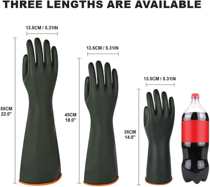 North Tower Heavy-Duty Latex Chemical Resistant Gloves - Reusable Long Rubber Dishwashing Gloves with Forearm Protection for Men - Waterproof, Industrial Safety Gear,18“，1 Pair