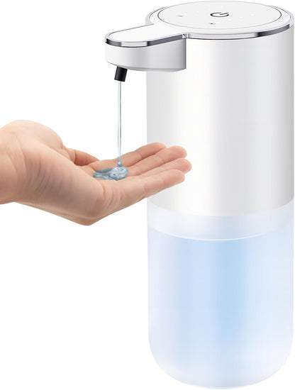 Automatic Soap Dispenser Touchless – 400ml Foaming Hand Soap Dispenser for Bathroom & Kitchen, Wall Mount or Countertop, 4 Adjustable Foam Levels, Rechargeable, IPX5 Waterproof