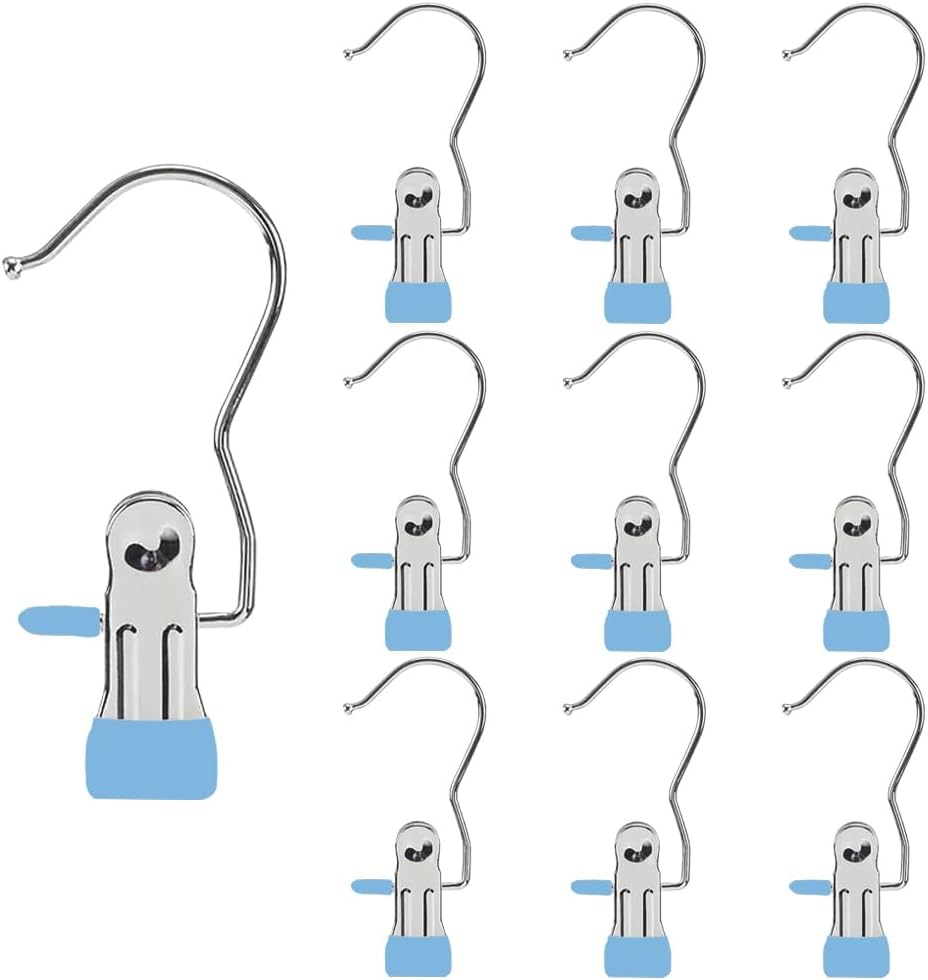 Hangers Clips,Stainless Multi Function Clip Hooks,Laundry Hanging Hooks Clips,Closet Hangers,Boot Clips， Hats Clips,Socks Clips,Pants Clips, Bras Clips(50, Pure White)
