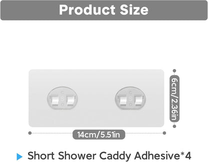 14 Pack Shower Caddy Adhesive Replacement, Transparent Strong Adhesive Hooks, No Drilling, Waterproof Wall Hooks for Shower Caddy, Bathroom Storage Shelves and Kitchen Racks