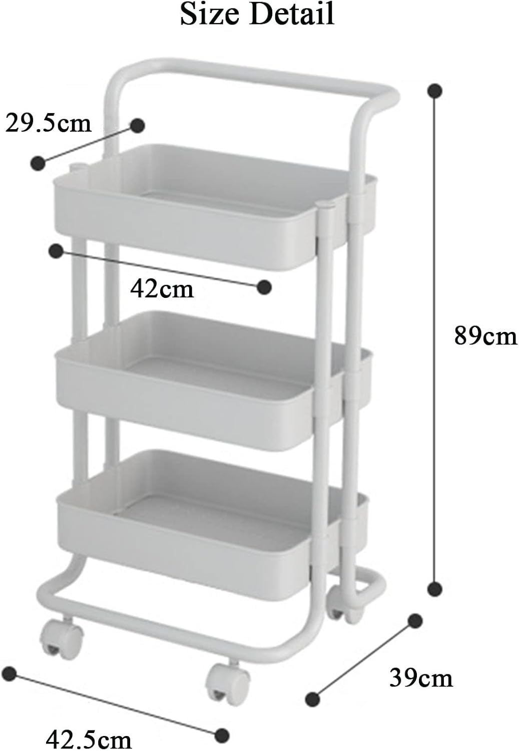 JATIBOSH Slim Rolling Storage Cart 3 Tiers Bathroom Organizer Utility Cart Slide Out Storage Shelves Mobile Shelving Unit for Room Bedroom Office Bathroom Laundry