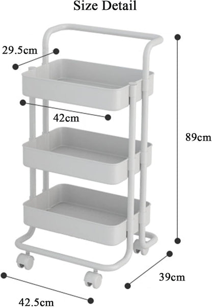 JATIBOSH Slim Rolling Storage Cart 3 Tiers Bathroom Organizer Utility Cart Slide Out Storage Shelves Mobile Shelving Unit for Room Bedroom Office Bathroom Laundry