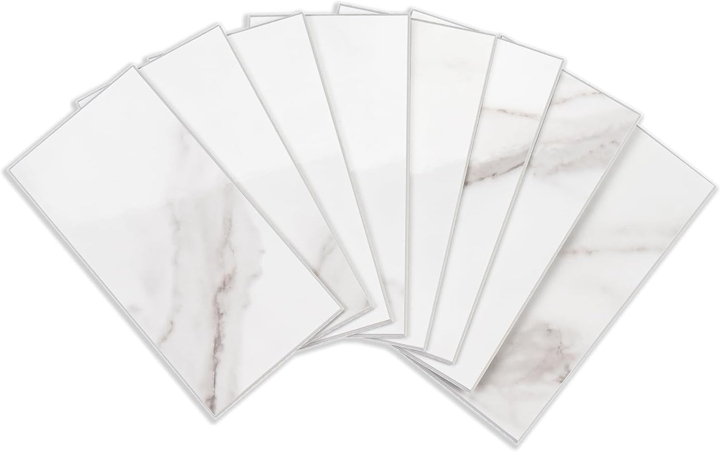 StyloVue 100 Pieces Peel and Stick Backsplash for Kitchen, 3" x 6" PVC Subway Tile, Glossy White with Dark Gray Grout, Self Adhesive Stick on Wall Tiles for Kitchen, Bathroom, Fireplace, RV