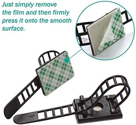 25 Pieces Desk Wire Organizer Cable Ties Zip Ties Adhesive Cord Clips Cable Management Cord Keeper Desk Wire Management | Compact 25-pack for desks, entertainment centers, and small home cable setups; adjustable nylon straps release for reuse.