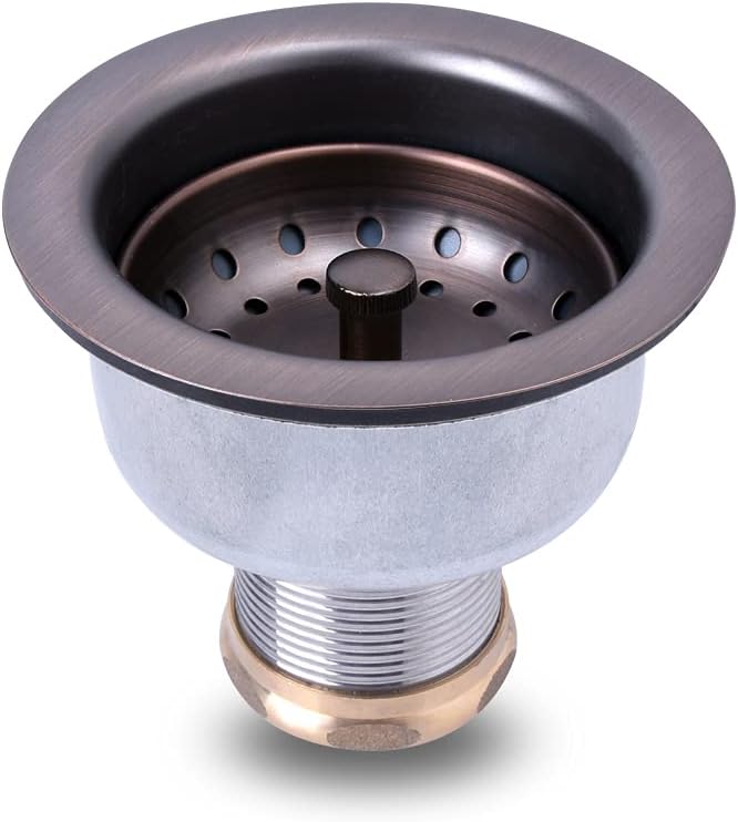 3-1/2 Deep Cup Kitchen Sink Drain Assembly, 304 Stainless Steel Construction With Fixed Post Basket and Long Extended Shank/CAS Approved and White Finish