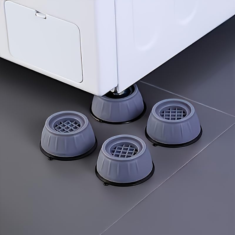 4 Pack Washing Machine Anti-Vibration Pads, Shock Absorption Noise Reduction Feet, Waterproof Anti-Slip Silencer Mat for Washer and Dryer, Sturdy Riser Support for Stable Laundry Appliance