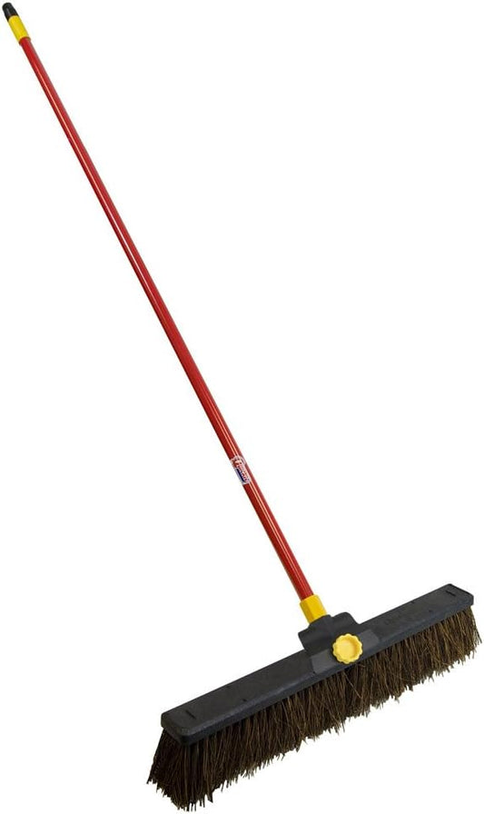 Quickie Bulldozer 24-Inch Multi-Surface Push Broom, 60" Wood Handle, Green, for Outdoor/Indoor Sweeping/Cleaning