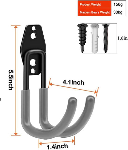 Garden Hose Hanger Wall Mount,Cast Iron Garden Hose Holder Storage for Outside Water Hose, Air Hose(2PC) (Gray)