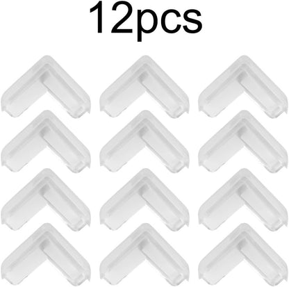 Clear Rubber Furniture Corner Guards for Baby Proofing, PVC Safety for Edge Protectors for Table and Furniture Edges, Transparent Childproof Corner Covers 12 Pack