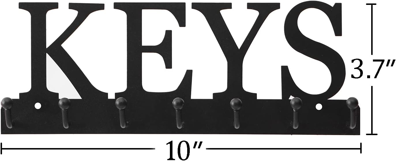 Lixgifts Key Holder Wall Mounted Key Hooks for Wall Decorative with 7 Hooks Black Metal Key Organizer Rack Hanger for Entryway, Front Door, Hallway, Office 10X3.7 inches