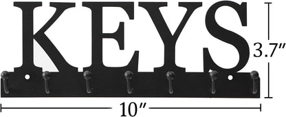 Lixgifts Key Holder Wall Mounted Key Hooks for Wall Decorative with 7 Hooks Black Metal Key Organizer Rack Hanger for Entryway, Front Door, Hallway, Office 10X3.7 inches
