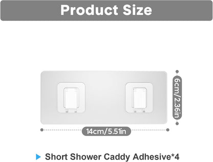 Shower Caddy Adhesive Replacement Flat, Transparent Adhesive Hooks | No Drilling, Waterproof, for Shower Caddy, Strong Bathroom Storage Shelves and Kitchen Racks (Double*8pcs + Single*4pcs)