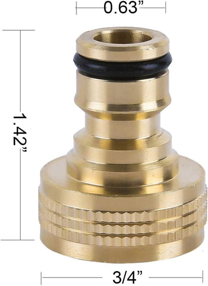 HQMPC Garden Hose Quick Connect Solid Brass Quick Connector Garden Hose Fitting Water Hose Connectors 3/4 inch GHT