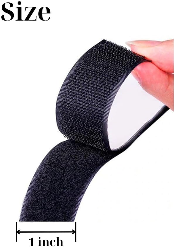 1 inch Black Hook and Loop Tape 1 Yd Self Adhesive Tape Sticky Back Heavy Duty Fastener Ideal for Window Fixing Net Carpets DIY Project Handmade Craft Home Office