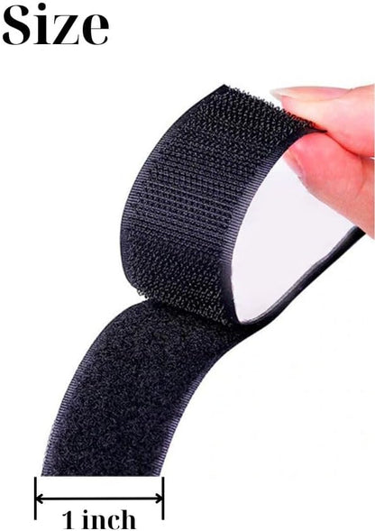 1 inch Black Hook and Loop Tape 1 Yd Self Adhesive Tape Sticky Back Heavy Duty Fastener Ideal for Window Fixing Net Carpets DIY Project Handmade Craft Home Office