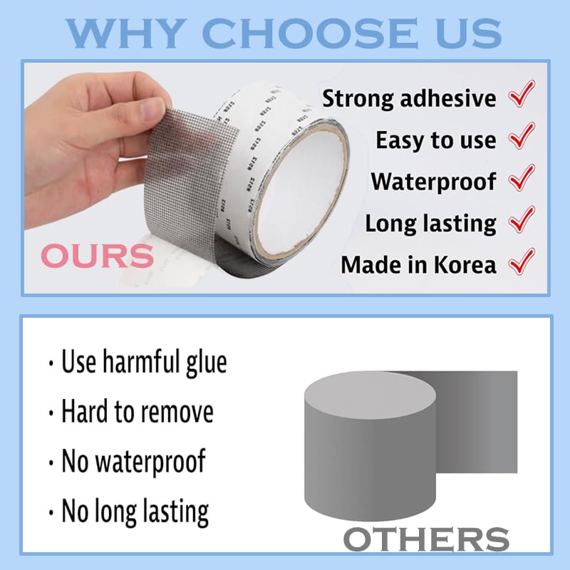 Window Screen Repair Tape, Strong Adhesive Screen Repair Tape Screen Repair Kit Fiberglass Screen Tape Mesh Repair Suitable for mesh Doors and Windows (3 Colors)